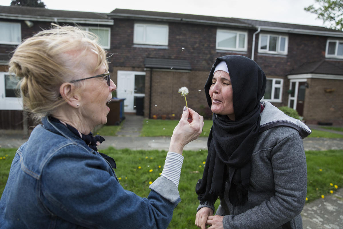United Kingdom. Volunteers help Syrian family integrate in northern town