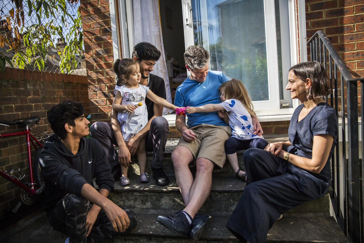 United Kingdom. Syrian family resettled in London with local community support