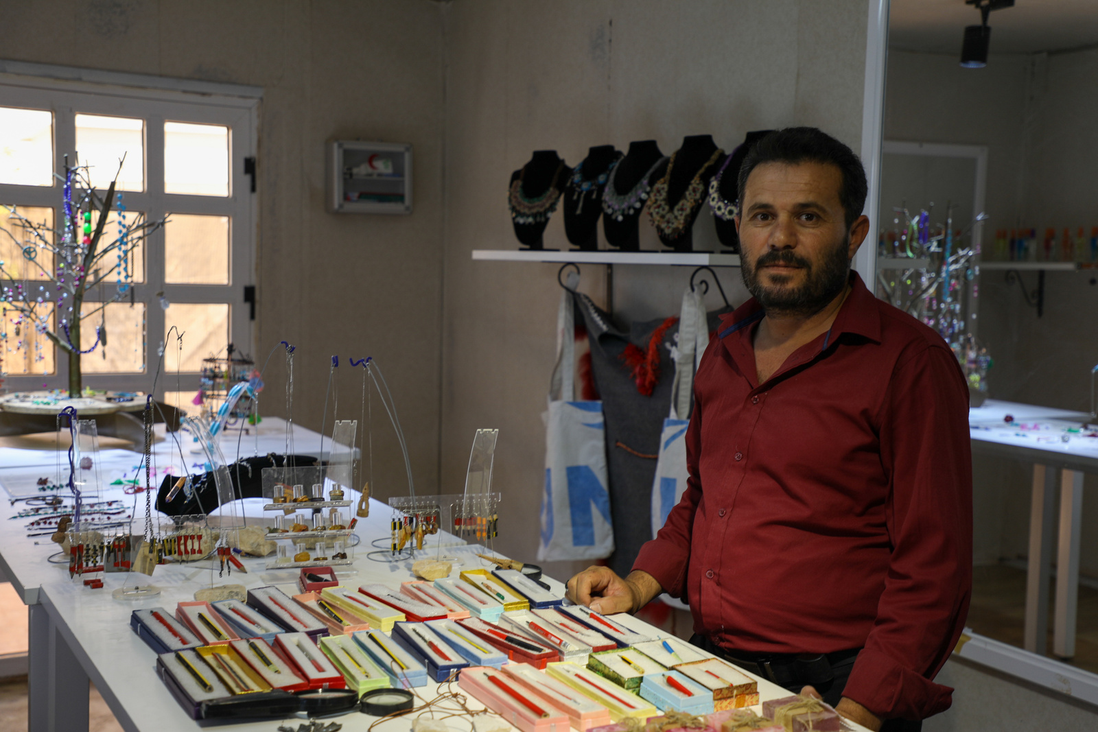 Tarek Mohamed Hamden creates intricate carvings from Za'atari Camp where he has lived since 2012.