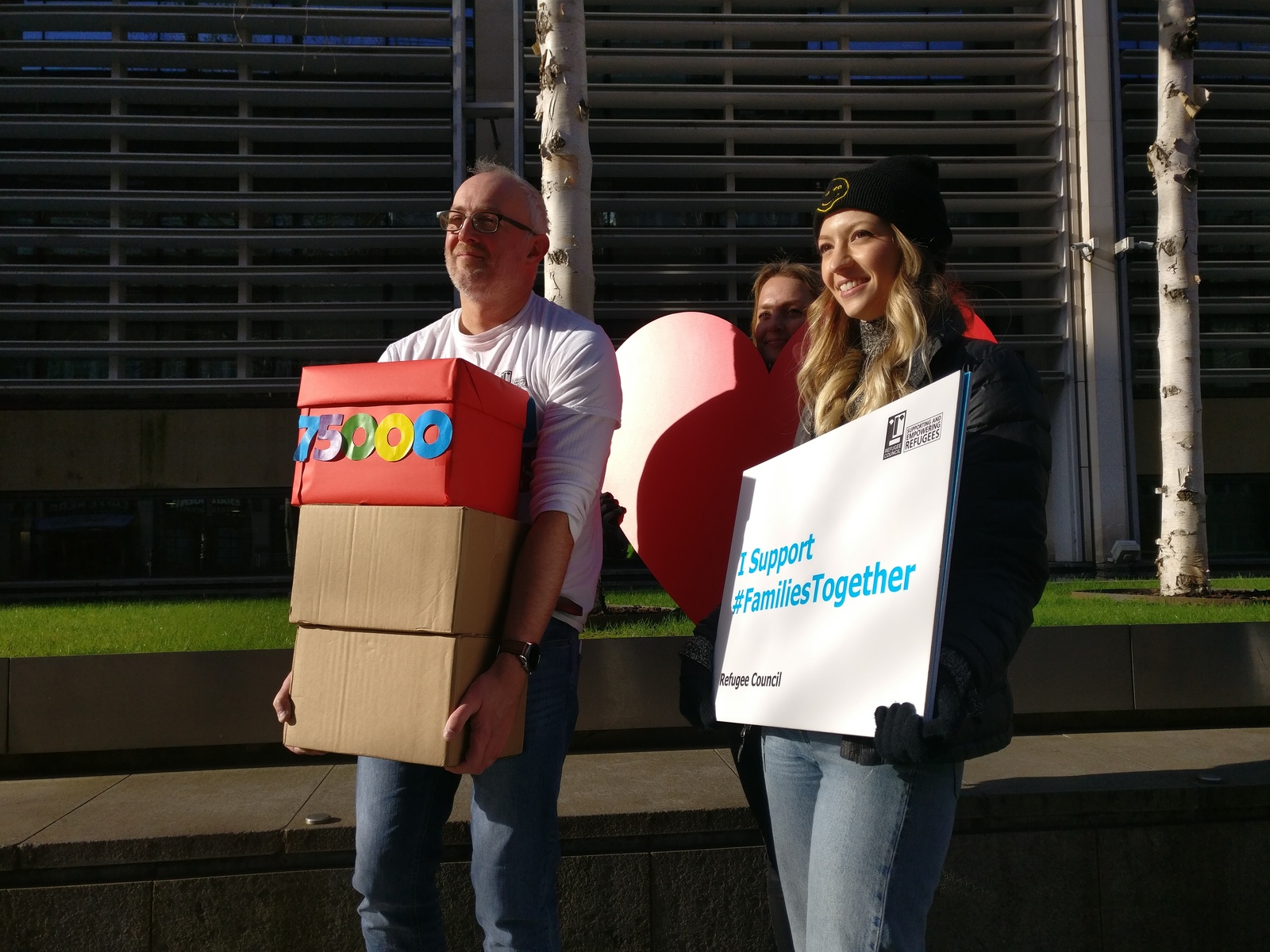 Campaigners from the Families Together coalition take their petition to the Home Office