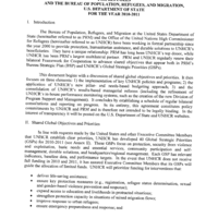 Framework for Cooperation between the Office of the United Nations High Commissioner for Refugees  and the Bureau of Population, Refugees, and Migration, U.S. Department of State, for the Year 2010-2011