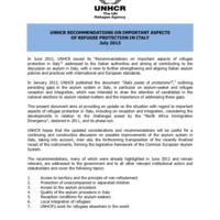 UNHCR Recommendations on Important Aspects of Refugee Protection in Italy