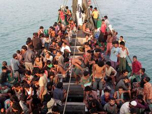 At Sea. Rohingya boat people