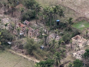 Myanmar. Aerial view shows burned down villages once inhabited by the Rohingya