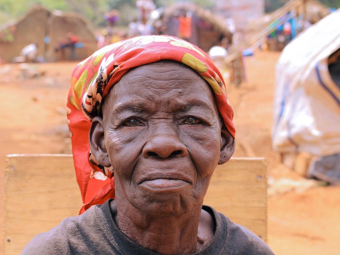 Valentine, 92, a refugee from the Central African Republic