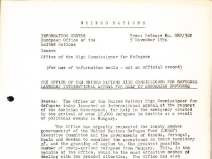 A typed United Nations memorandum fading with age
