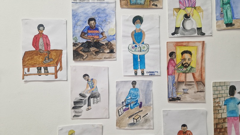 A selection of paintings which all reflect people's ambitions for the future 