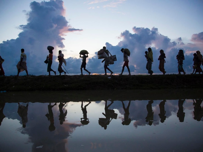 Bangladesh. Thousands of new Rohingya refugee arrivals cross the border