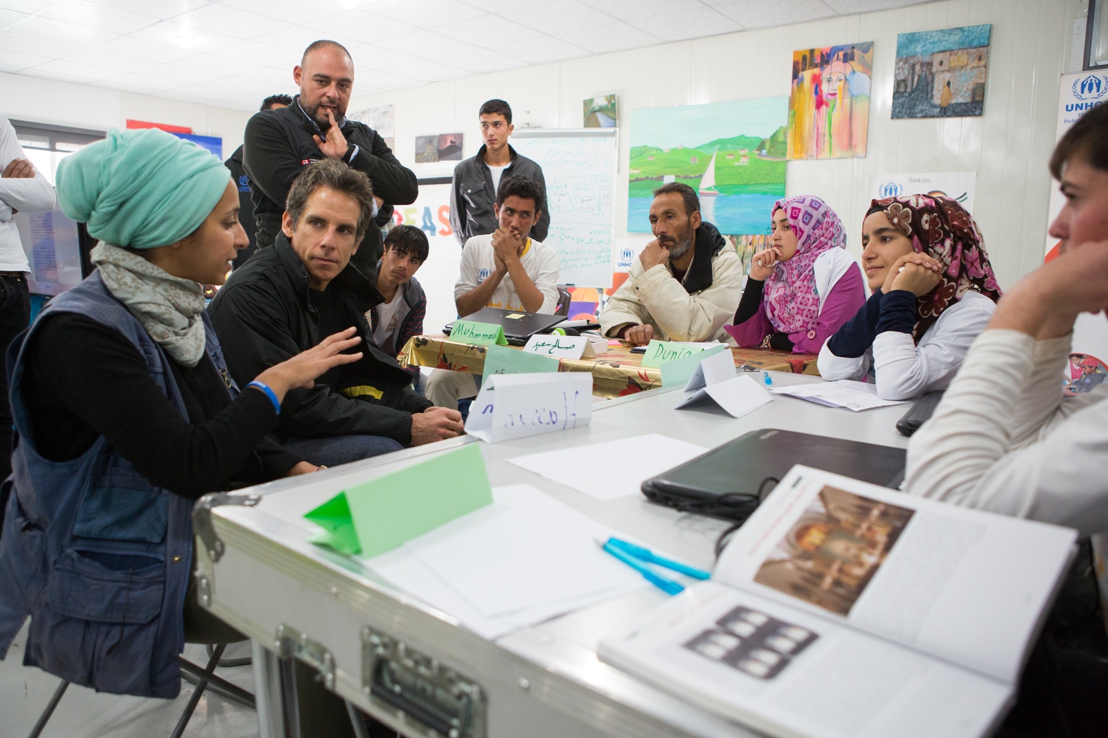 Jordan. UNHCR High Profile Supporter Ben Stiller visits refugees.