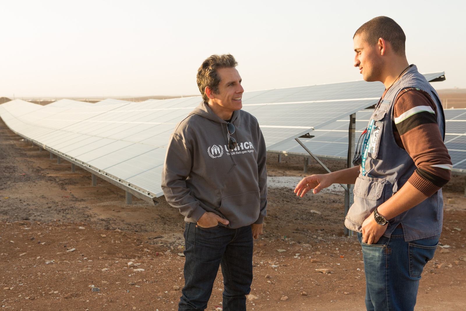Jordan. UNHCR High Profile Supporter Ben Stiller visits refugees.