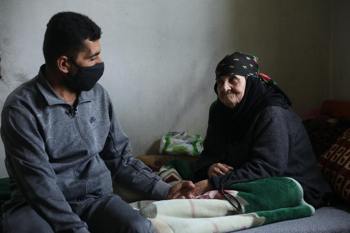 Lebanon. Mother and son moment with Amina and Abdo.