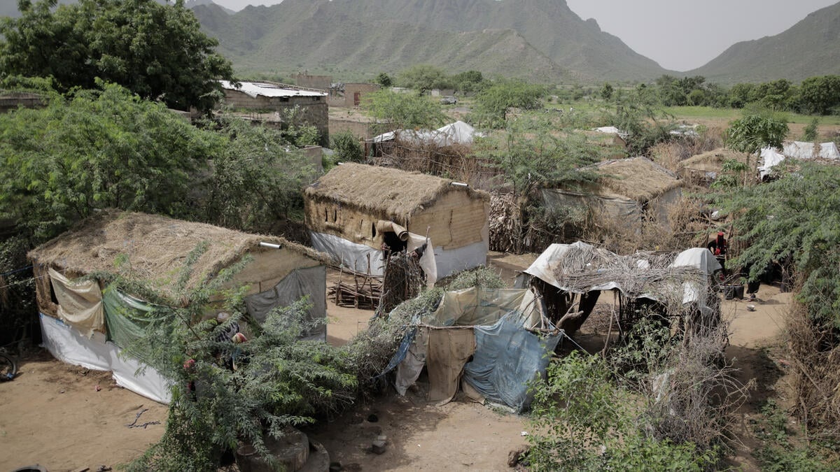 Yemen. Shelters at a camp for internally displaced people in As Sukhnah, Al-Hudaydah
