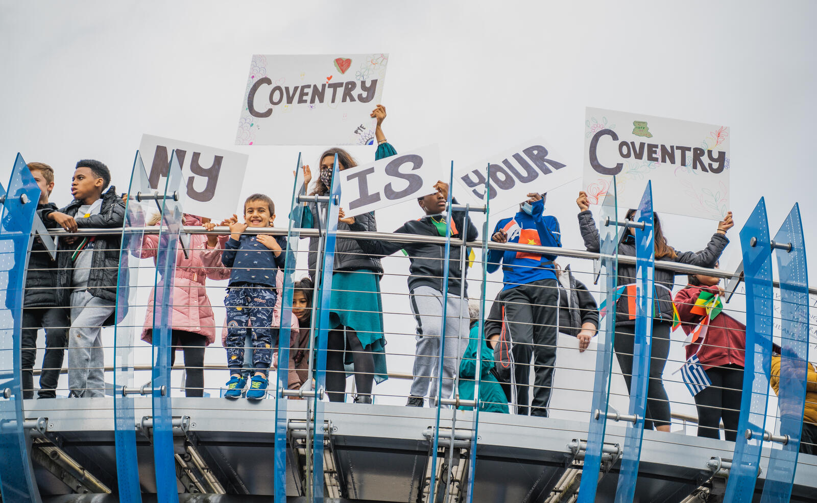 Over 2000 people came to welcome Little Amal to Coventry. In the afternoon, Amal attended the UK's first Children's Citizenship Ceremony and in the evening participated in an evening of performances.