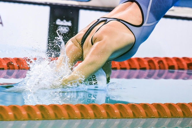 UNHCR Goodwill Ambassador Yusra Mardini competes in the 100m freestyle race at the Rio Olympics in 2016.