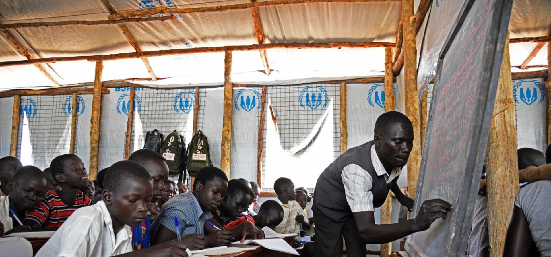 Uganda. The overcrowded school educating South Sudanese refugees