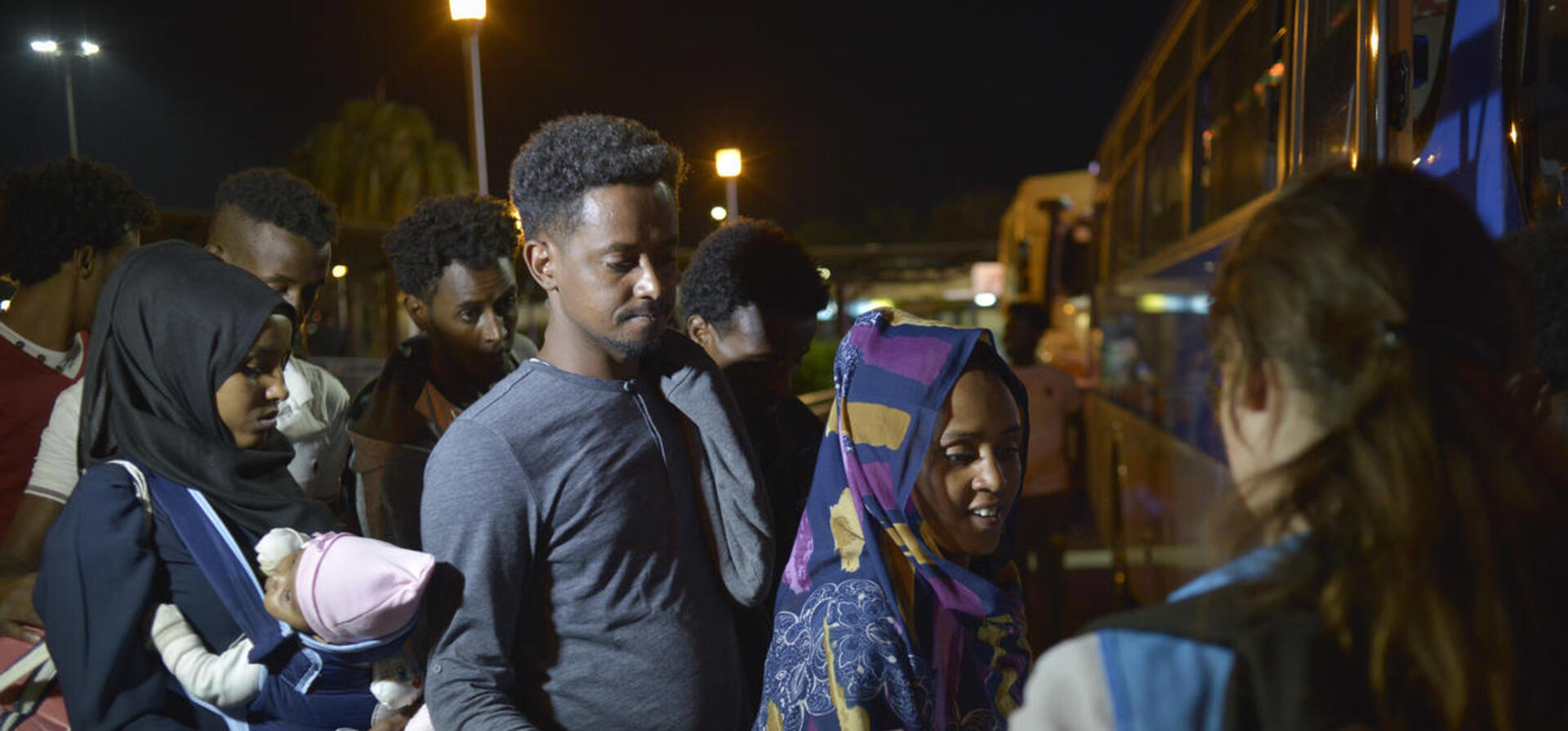 Rwanda. Refugees arrive in Rwanda after being released from detention centers in Libya