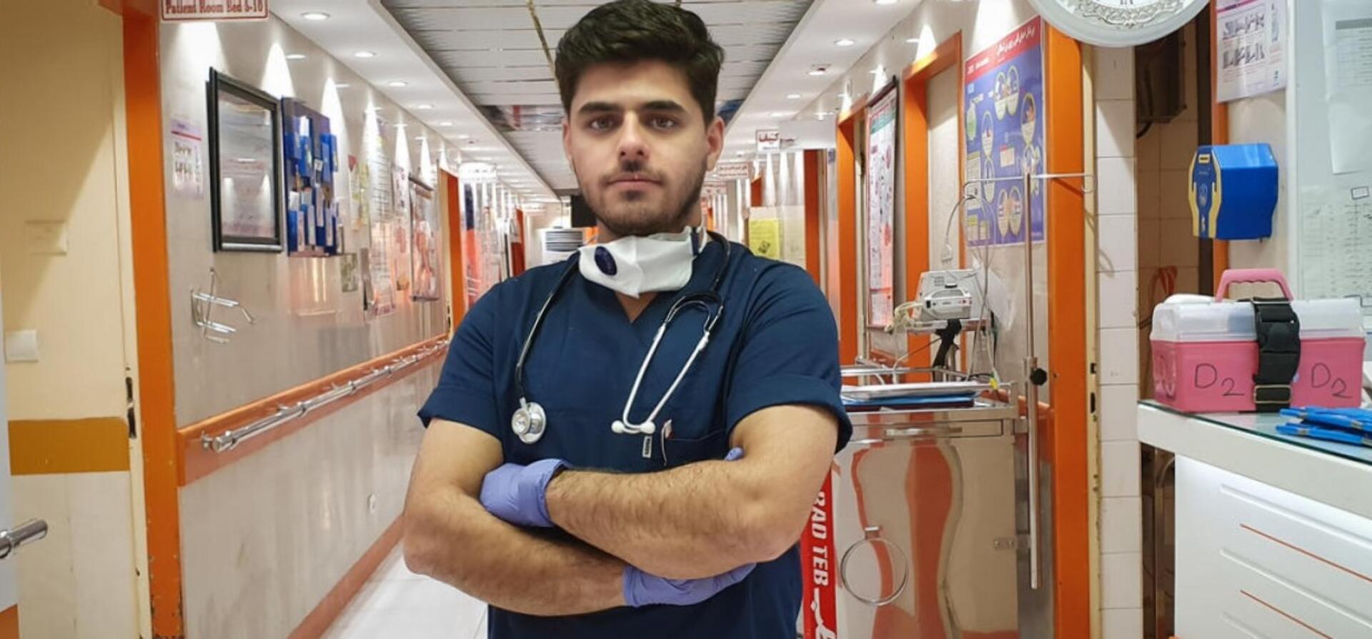 Iran. Moheyman, an Iraqi refugee nurse, begins is 12-hour night shift at the in-patient ward of a hospital in the south of Iran. He administers the COVID-19 tests to patients.