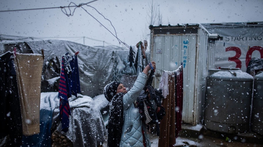 Lebanon. Refugees caught in heavy snow as winter storm JOYCE  hits Lebanon