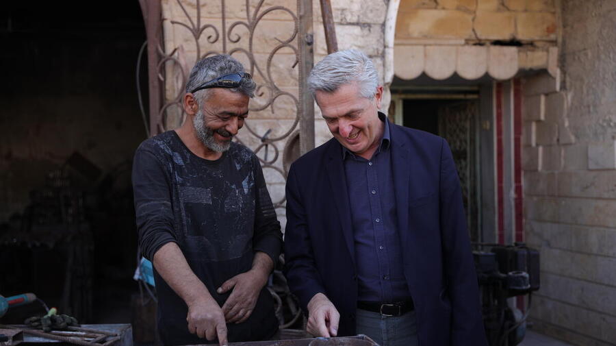 Syria. High Commissioner Filippo Grandi visits Talibiseh city, northern Homs