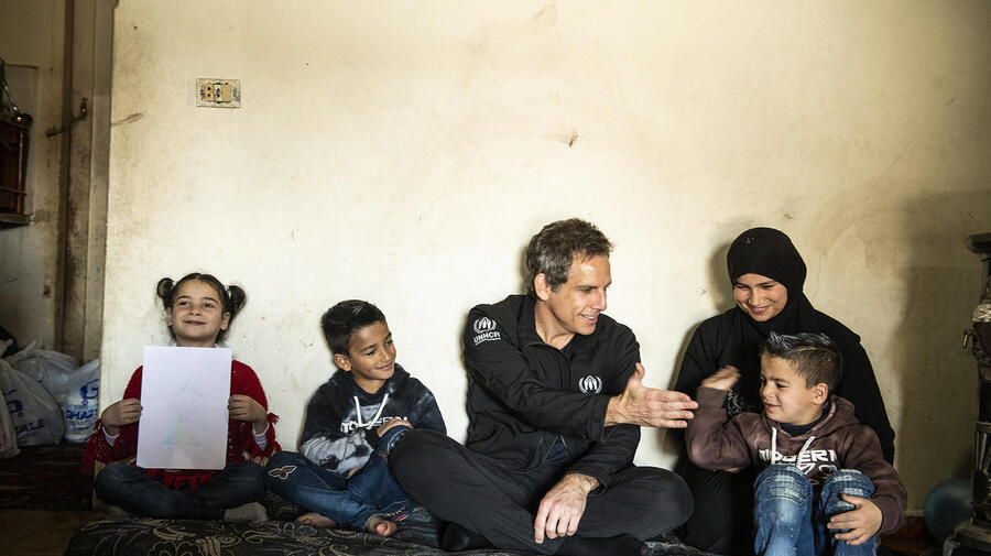 Lebanon. UNHCR Goodwill Ambassador Ben Stiller meets Syrian refugees