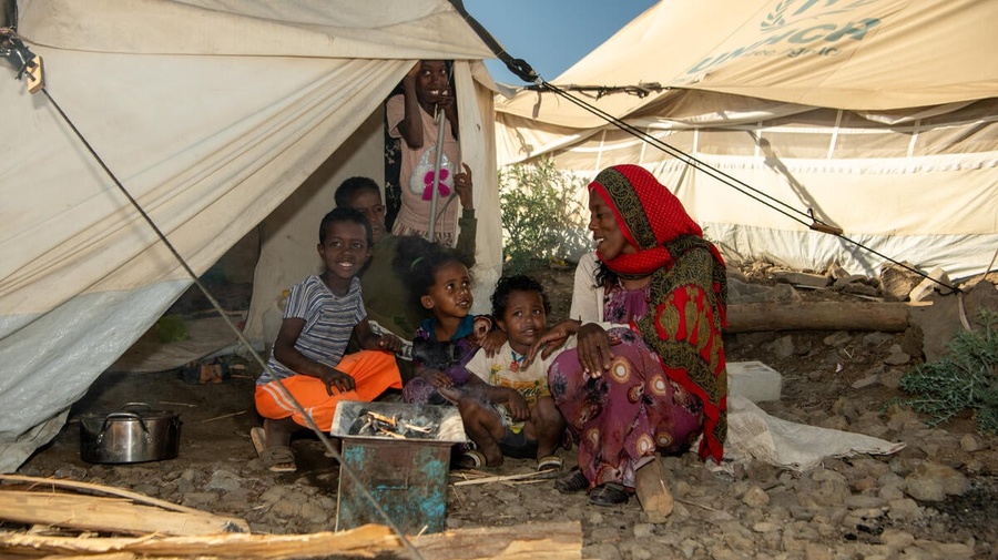 Ethiopia. UN High Commissioner for Refugees, Filippo Grandi, visits Eritrean refugees displaced by war in the Tigray region
