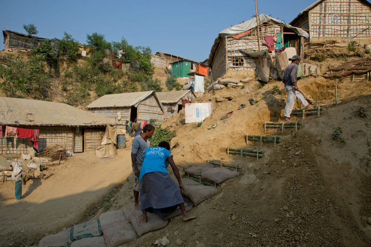 Bangladesh. UNHCR undertakes monsoon preparedness work in Rohingya refugee settlements in Cox's Bazar