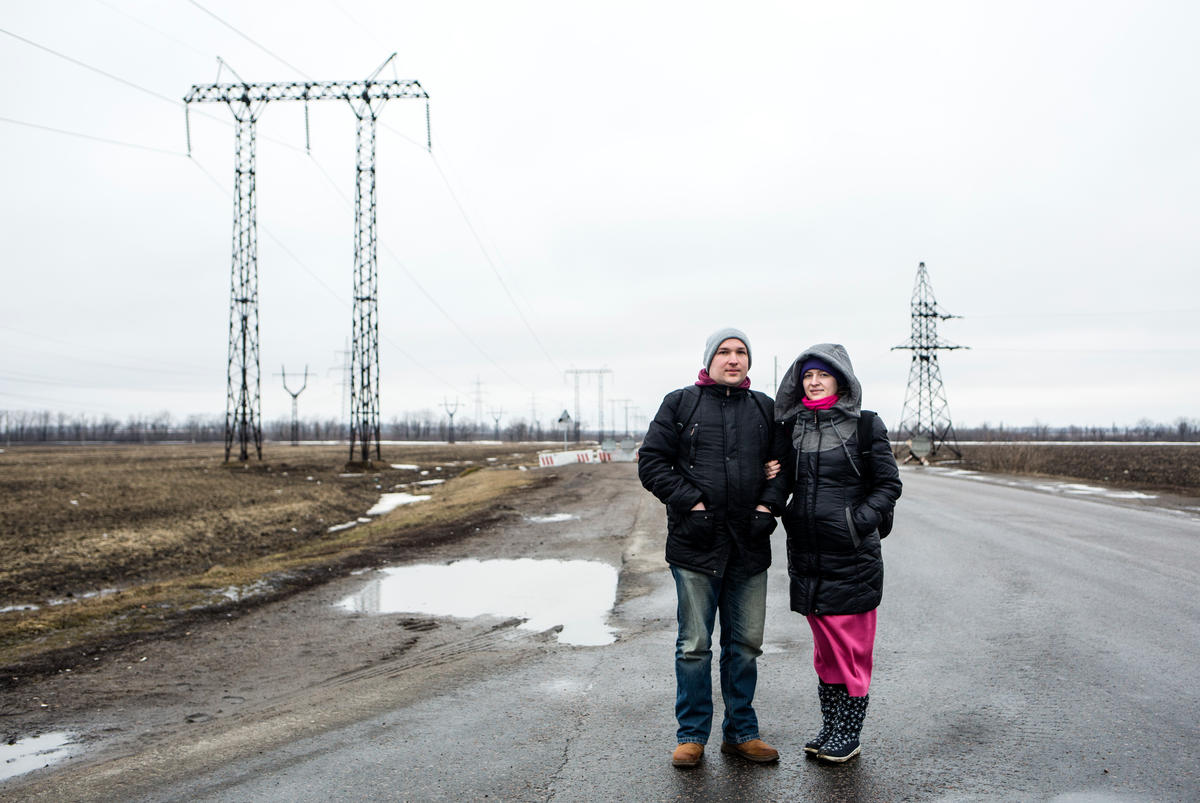 Ukraine. Freedom of movement. Misha and Liuba live in Donetsk, but they regularly travel to Avdiivka to visit Misha's mother.