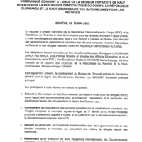 Communiqué conjoint a l'issue de la réunion tripartite de haut niveau entre la République Démocratique du Congo, la République du Rwanda et le Haut-Commissaire des Nations Unies pour les Réfugiés