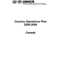 UNHCR Country Operations Plan 2008-2009: Canada