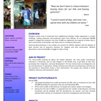 Venezuela: Banco del Pueblo Soberano's micro-finance programme: Success Story, A UNHCR Livelihoods Project