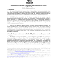 Submission by the Office of the United Nations High Commissioner for Refugees in the case of M.S.S. v. Belgium and Greece