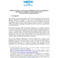 UNHCR's Comments on the Practice of Phallometry in the Czech Republic to Determine the Credibility of Asylum Claims based on Persecution due to Sexual Orientation 