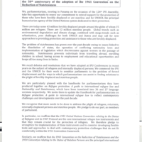 Draft Parliamentary Statement on the occasion of the 60th Anniversary of the 1951 United Nations Convention relating to the Status of Refugees and the 50th anniversary of the adoption of the 1961 Convention on the Reduction of Statelessness
