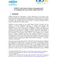 UNHCR's observations on future arrangements for EU funding in the area of Home Affairs after 2013