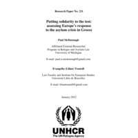 Putting solidarity to the test: assessing Europe's response to the asylum crisis in Greece. Paul McDonough