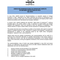 UNHCR Recommendations on Important Aspects of Refugee Protection in Italy