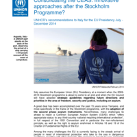 UNHCR's Recommendations to Italy for its EU Presidency, July-December 2014