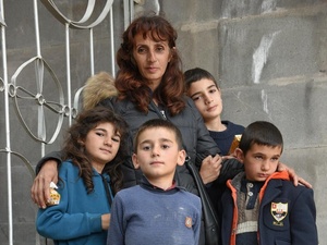 Syuzanna Bazazyan, 43, and her four children Lilit, 10, and her three brothers.