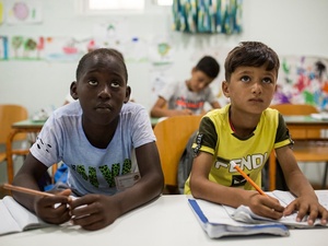 Greece. Refugee children in Kos waiting for a chance to attend school