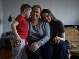 Moldova. Urkainian family in temporary accommodation