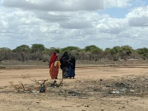 Somalia. Women carry water in the desert in Dhobley during the Drought situation.