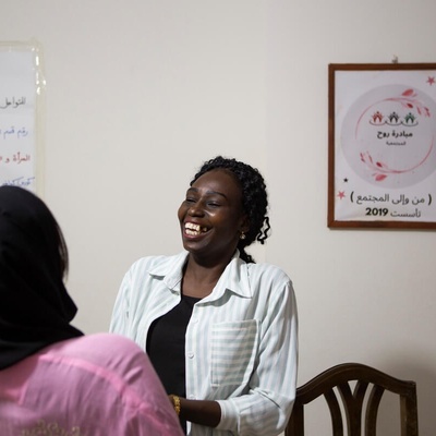 Egypt. UNHCR Nansen Refugee Award, 2024 Regional Winner for the Middle East and North Africa, Nada Shaip Saeed Fadol, supports refugees fleeing war in Sudan