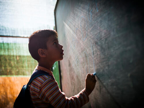 Greece. Displaced Afghan children go to school