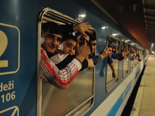 Slovenia. Cross-border cooperation. First transfer passengers moving smoothly from Croatia through to Austrian border, changing trains at Slovenain frontier