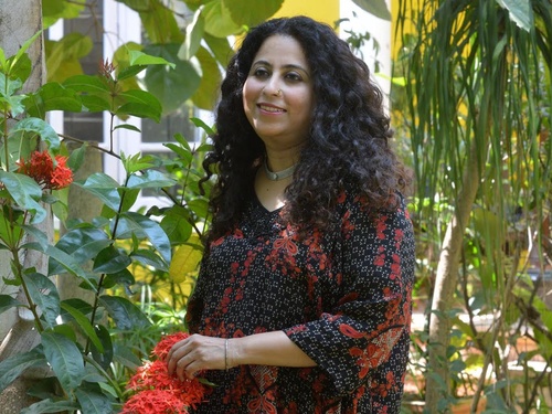 Anita Nair in a garden