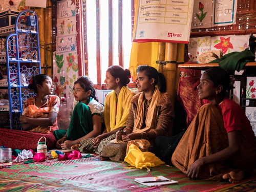 Bangladesh. Rohingya girls attend a youth club in Kutupalong refugee camp
