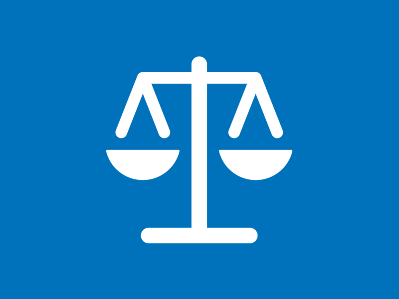 An icon of scales to represent law and justice. 