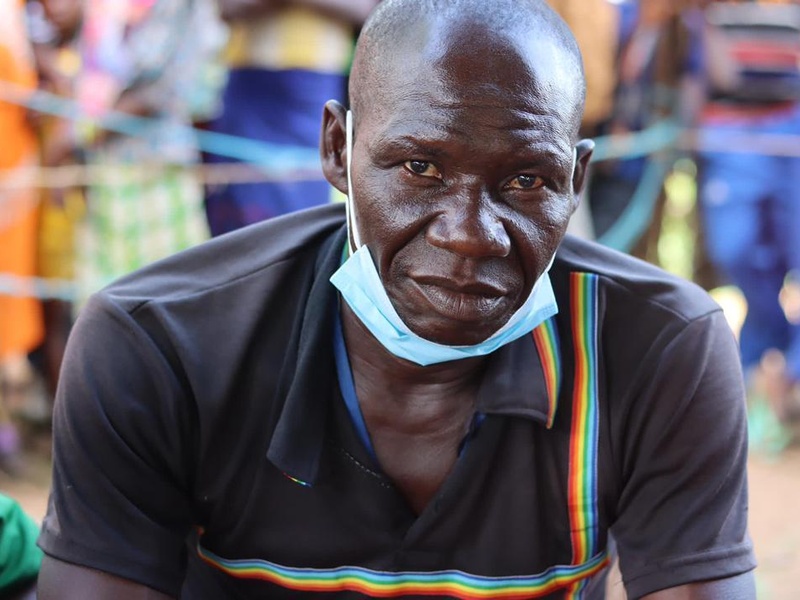  A Central African Refugee looks at the camera.