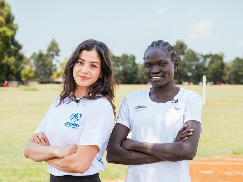Kenya. Goodwill Ambassador for UNHCR, the UN Refugee Agency Yusra Mardini met with refugee Olympic athlete for Paris 2024 Perina Lokure Nakang at the Eldoret Sports Club in Eldoret, Kenya