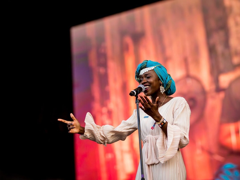 Slam Poet and UNHCR Goodwill Ambassador Emi Mahmoud performs at the Sziget Festival in Hungary.